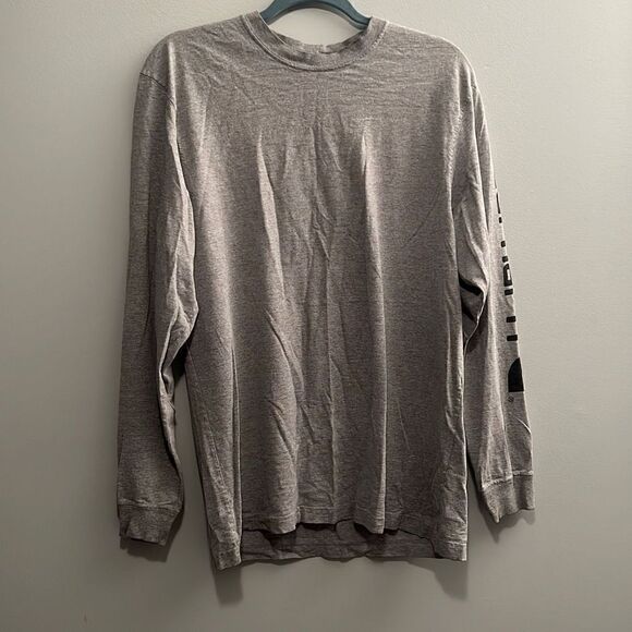 Carhartt Men's Gray Crew Neck Long Sleeve Cotton Logo Tee - Picture 1 of 5